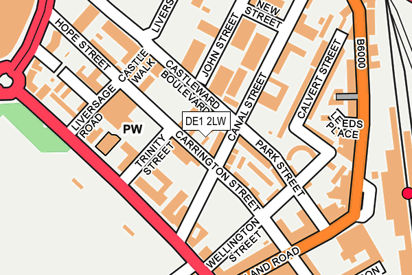 DE1 2LW map - OS OpenMap – Local (Ordnance Survey)