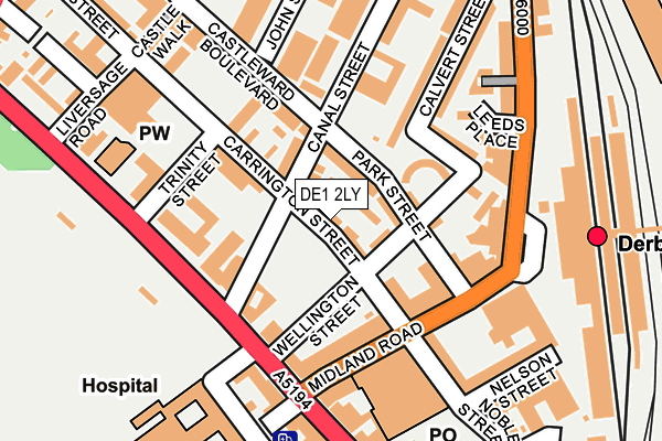 DE1 2LY map - OS OpenMap – Local (Ordnance Survey)