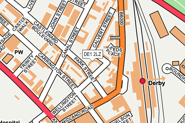DE1 2LZ map - OS OpenMap – Local (Ordnance Survey)