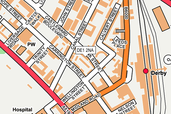 DE1 2NA map - OS OpenMap – Local (Ordnance Survey)