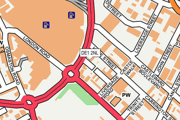 DE1 2NL map - OS OpenMap – Local (Ordnance Survey)