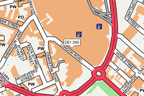DE1 2NS map - OS OpenMap – Local (Ordnance Survey)