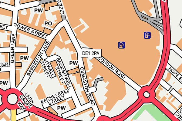 DE1 2PA map - OS OpenMap – Local (Ordnance Survey)