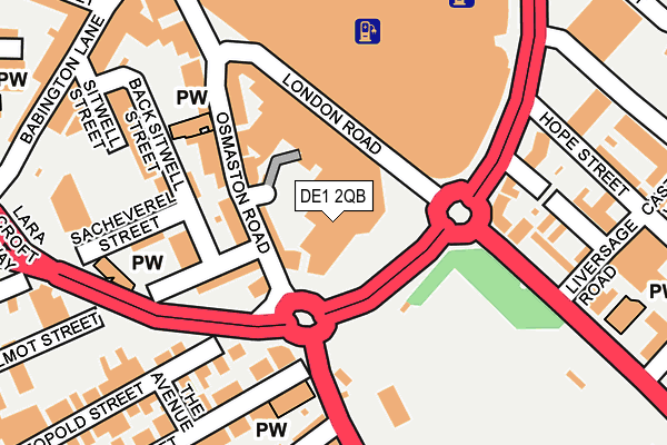 DE1 2QB map - OS OpenMap – Local (Ordnance Survey)