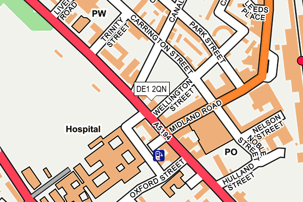 DE1 2QN map - OS OpenMap – Local (Ordnance Survey)