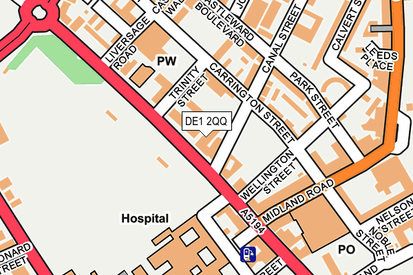 DE1 2QQ map - OS OpenMap – Local (Ordnance Survey)
