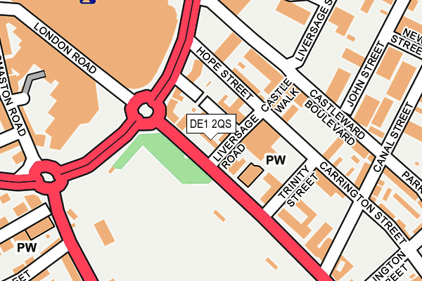 DE1 2QS map - OS OpenMap – Local (Ordnance Survey)
