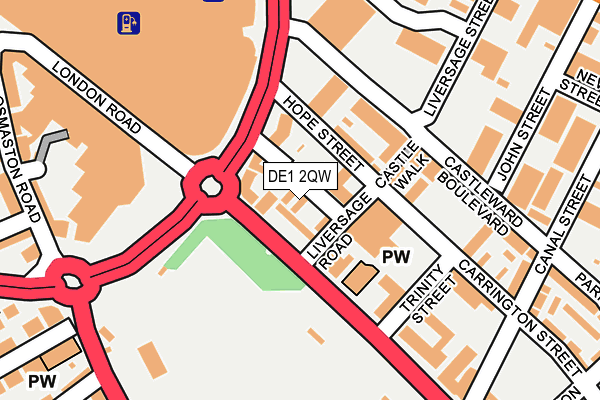 DE1 2QW map - OS OpenMap – Local (Ordnance Survey)