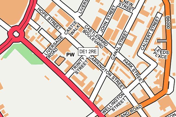 DE1 2RE map - OS OpenMap – Local (Ordnance Survey)