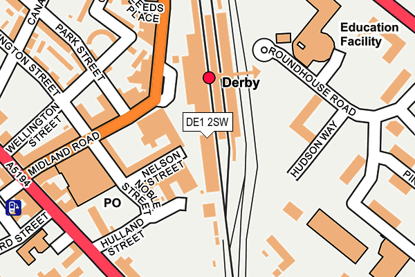 DE1 2SW map - OS OpenMap – Local (Ordnance Survey)