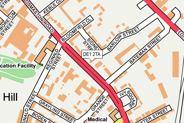 DE1 2TA map - OS OpenMap – Local (Ordnance Survey)