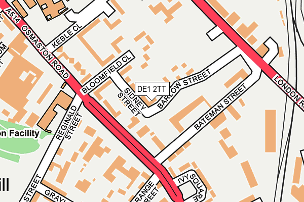 DE1 2TT map - OS OpenMap – Local (Ordnance Survey)