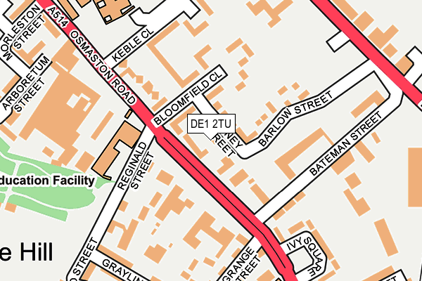 DE1 2TU map - OS OpenMap – Local (Ordnance Survey)