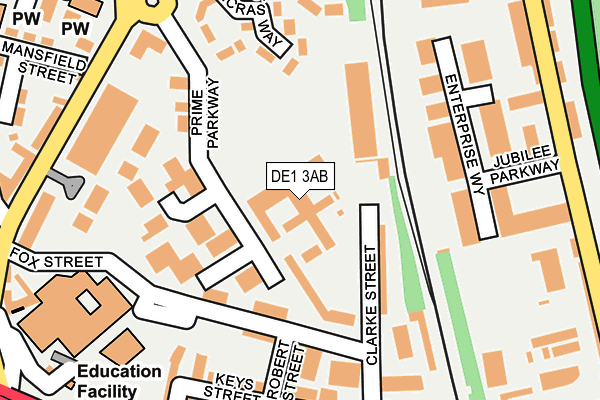 DE1 3AB map - OS OpenMap – Local (Ordnance Survey)