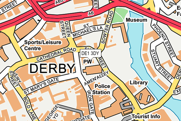 DE1 3DY map - OS OpenMap – Local (Ordnance Survey)