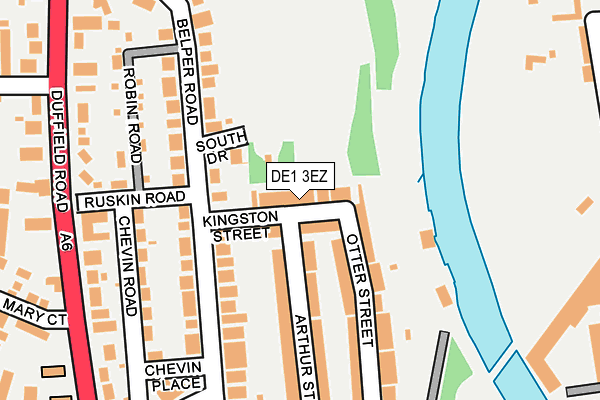 DE1 3EZ map - OS OpenMap – Local (Ordnance Survey)