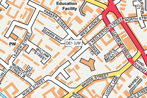 DE1 3JW map - OS OpenMap – Local (Ordnance Survey)