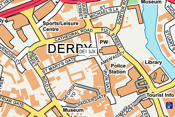 DE1 3JX map - OS OpenMap – Local (Ordnance Survey)