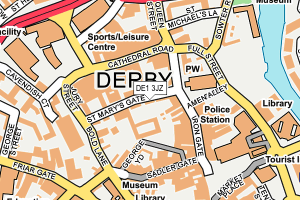 DE1 3JZ map - OS OpenMap – Local (Ordnance Survey)