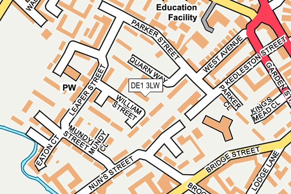 DE1 3LW map - OS OpenMap – Local (Ordnance Survey)