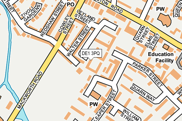 DE1 3PQ map - OS OpenMap – Local (Ordnance Survey)