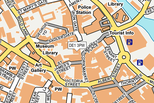DE1 3PW map - OS OpenMap – Local (Ordnance Survey)