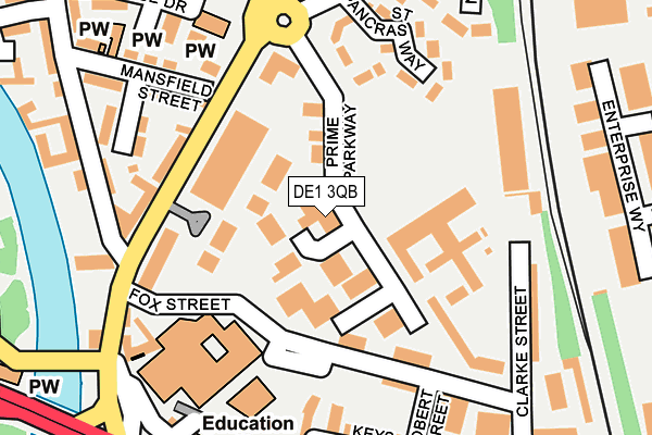 DE1 3QB map - OS OpenMap – Local (Ordnance Survey)