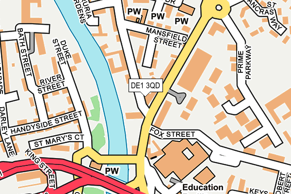 DE1 3QD map - OS OpenMap – Local (Ordnance Survey)