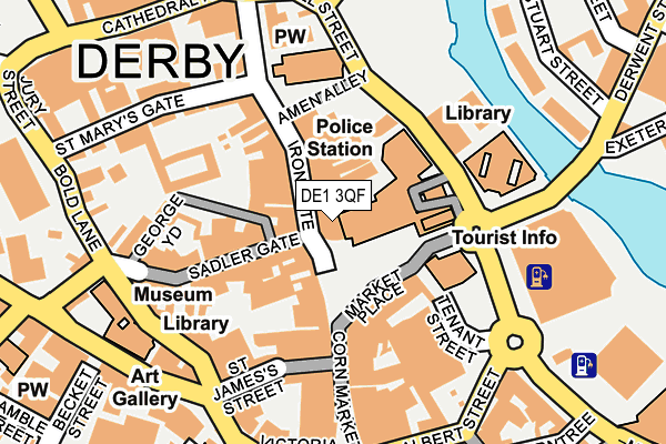DE1 3QF map - OS OpenMap – Local (Ordnance Survey)