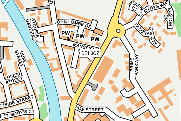 DE1 3QZ map - OS OpenMap – Local (Ordnance Survey)