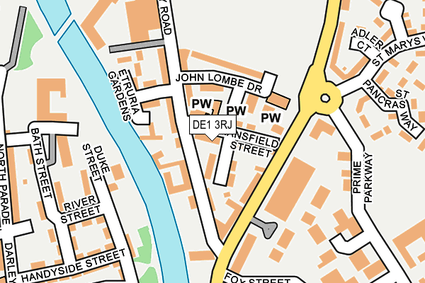 DE1 3RJ map - OS OpenMap – Local (Ordnance Survey)
