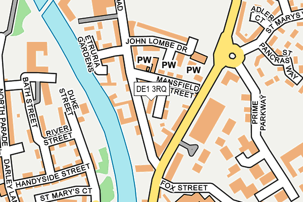 DE1 3RQ map - OS OpenMap – Local (Ordnance Survey)