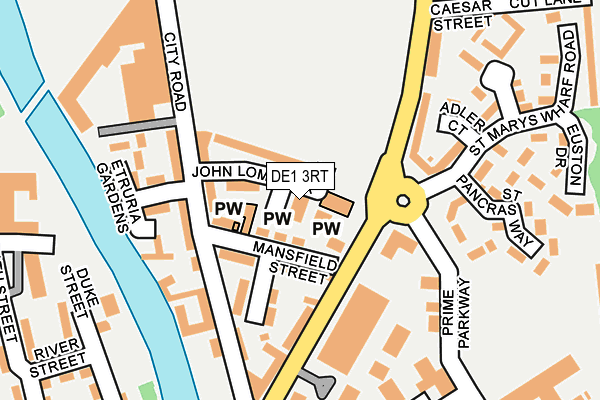 DE1 3RT map - OS OpenMap – Local (Ordnance Survey)