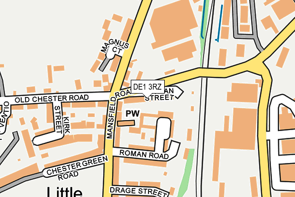 DE1 3RZ map - OS OpenMap – Local (Ordnance Survey)