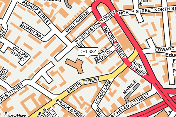 DE1 3SZ map - OS OpenMap – Local (Ordnance Survey)