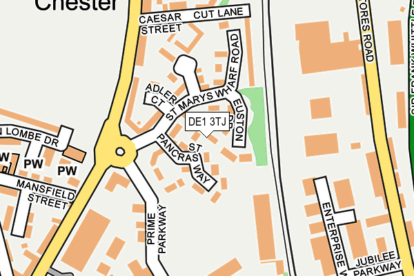 DE1 3TJ map - OS OpenMap – Local (Ordnance Survey)