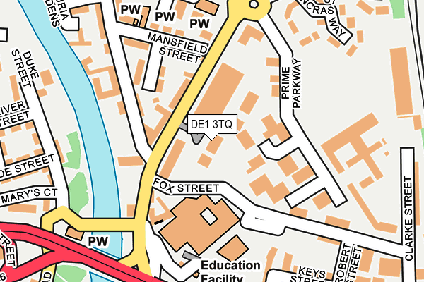 DE1 3TQ map - OS OpenMap – Local (Ordnance Survey)