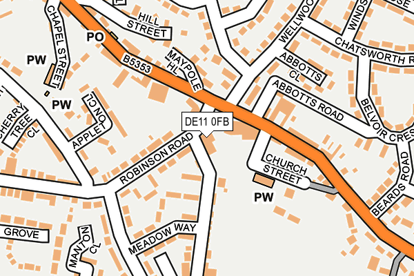 DE11 0FB map - OS OpenMap – Local (Ordnance Survey)