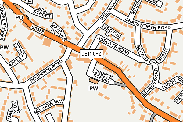 DE11 0HZ map - OS OpenMap – Local (Ordnance Survey)