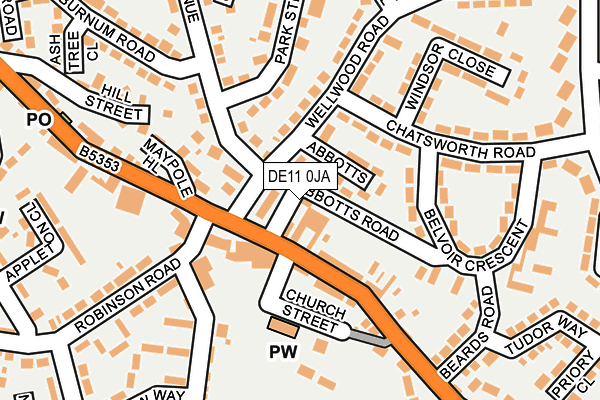 DE11 0JA map - OS OpenMap – Local (Ordnance Survey)