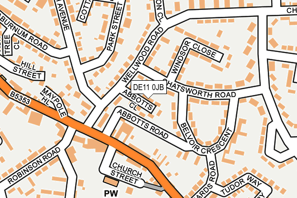 DE11 0JB map - OS OpenMap – Local (Ordnance Survey)