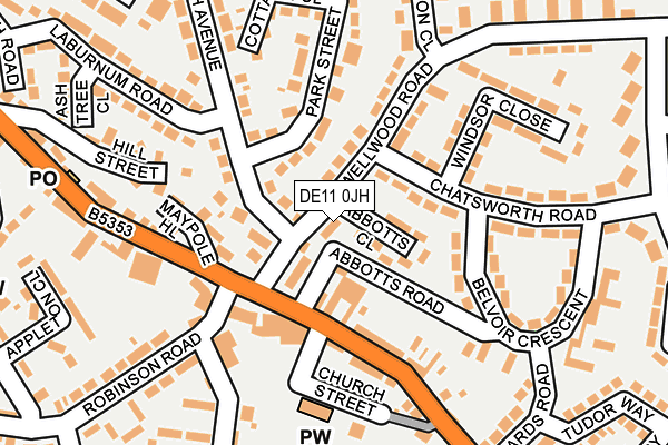 DE11 0JH map - OS OpenMap – Local (Ordnance Survey)