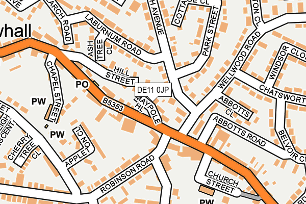 DE11 0JP map - OS OpenMap – Local (Ordnance Survey)