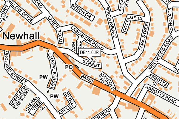 DE11 0JR map - OS OpenMap – Local (Ordnance Survey)