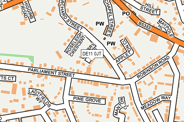 DE11 0JT map - OS OpenMap – Local (Ordnance Survey)