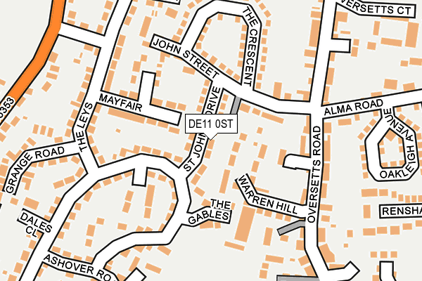 DE11 0ST map - OS OpenMap – Local (Ordnance Survey)