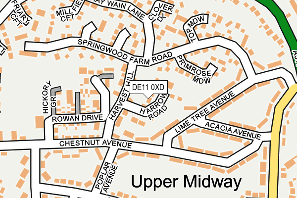 DE11 0XD map - OS OpenMap – Local (Ordnance Survey)