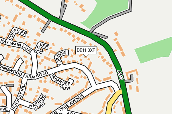 DE11 0XF map - OS OpenMap – Local (Ordnance Survey)