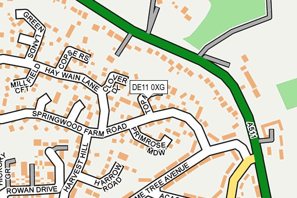 DE11 0XG map - OS OpenMap – Local (Ordnance Survey)
