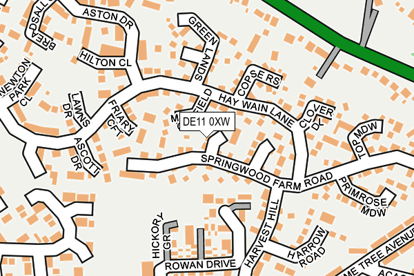 DE11 0XW map - OS OpenMap – Local (Ordnance Survey)